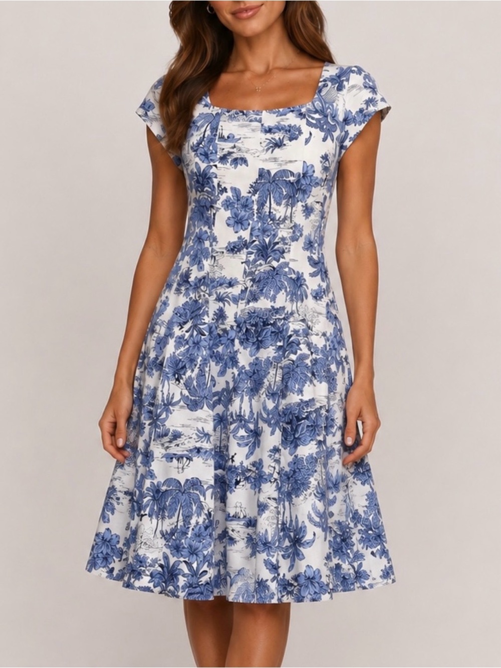 Joie Blue and White Floral Midi Dress